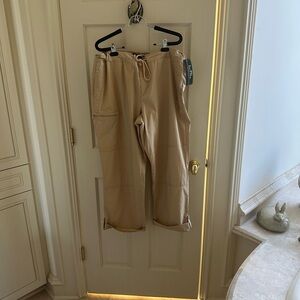 RALPH LAUREN ACTIVE ROLLED CUFF DRAWSTRING WAIST KHAKI PANTS-size 16 NWT